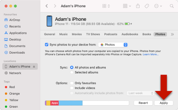 Transférer des photos du Mac vers l'iPhone