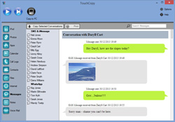 TouchCopy Messages feature screenshot