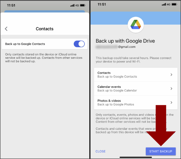 Sauvegarder les contacts iPhone sur Google Drive 2