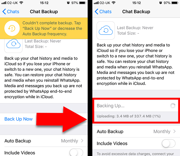 Sauvegarder les messages WhatsApp de l'iPhone vers iCloud