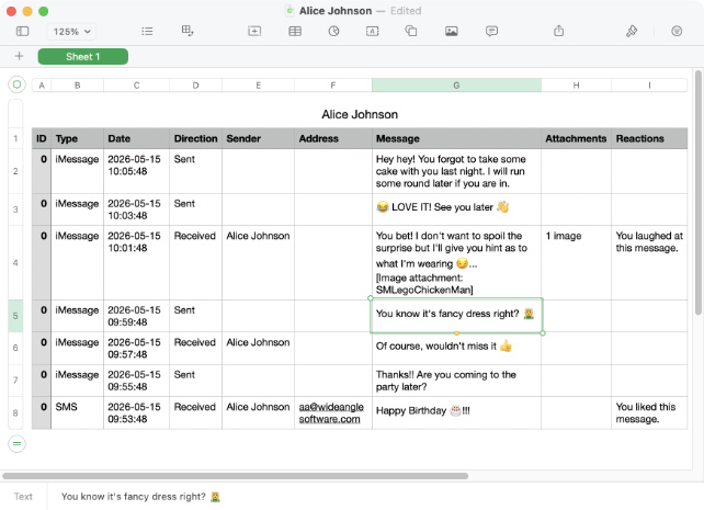 Enregistrement de Mac Messages au format CSV avec Messages Export Pro