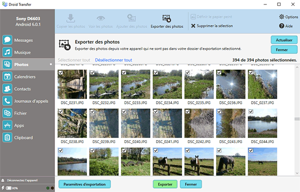 Exporter des photos d'Android vers PC