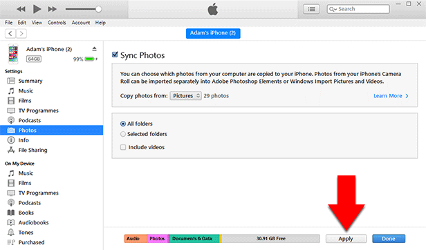Comment transférer des photos d'un iPhone à l'autre à l'aide d'iTunes ?