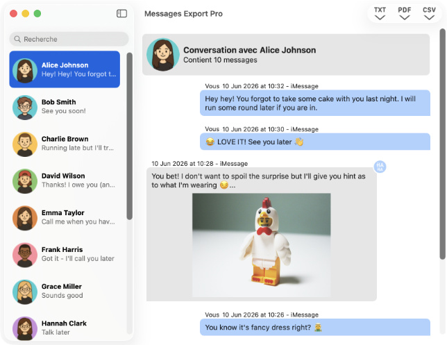 Enregistrement de messages depuis un Mac avec l’application Messages Export Pro
