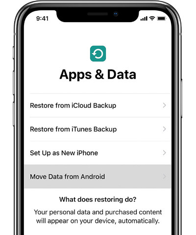 Déplacer les données d'Android vers iPhone pendant la configuration