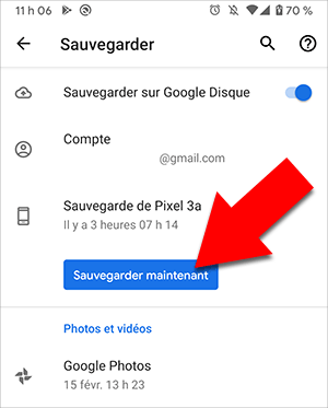 Sauvegardez Android vers Google Drive