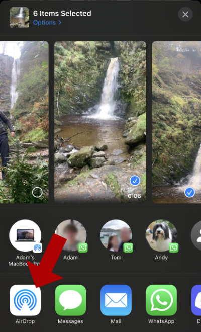 Envoyer des photos de l'iPhone via Airdrop