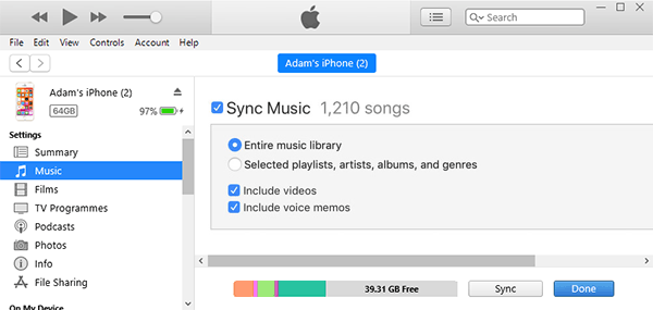 Synchroniser la musique iTunes avec l'iPhone