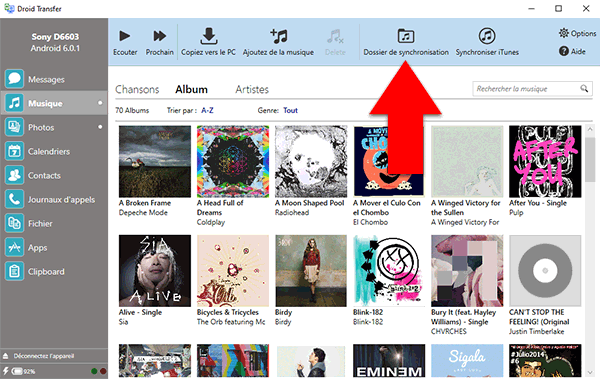 Synchroniser le dossier de musique avec Android