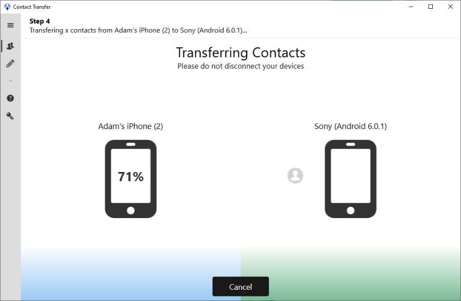 Transfert de 5 contacts