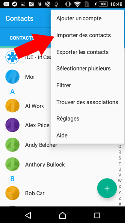 Import vCard contacts to Android