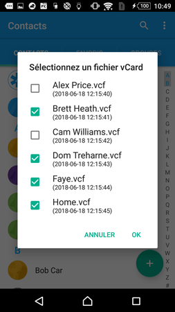 Importing Android Contacts