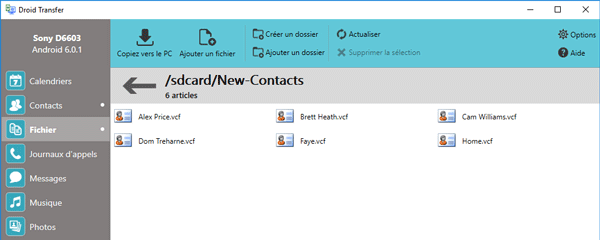 Import vCard contacts to Android