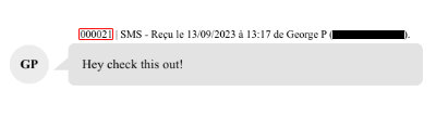 Exemple de messages avec identifiants numériques