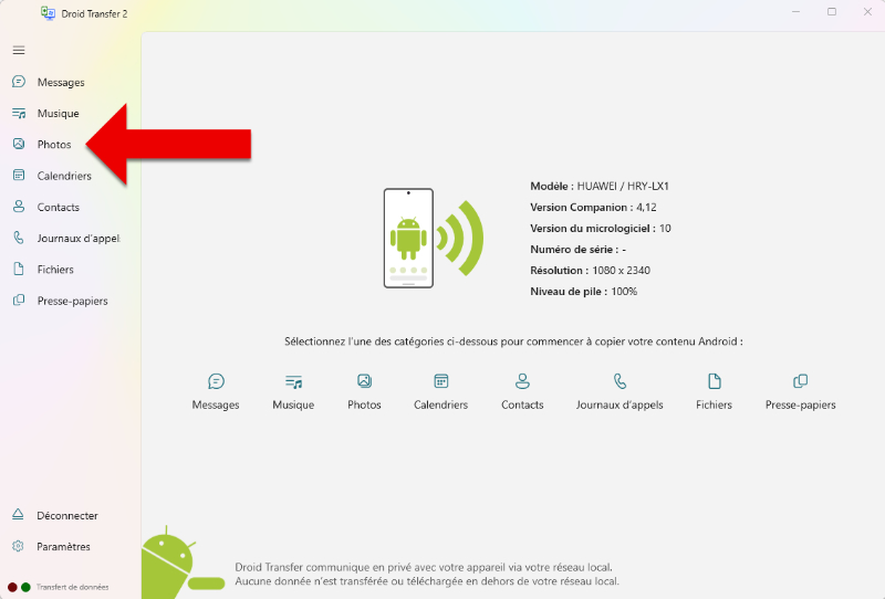 Droid Transfer select photos