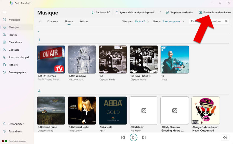 Synchroniser le dossier de musique avec Android