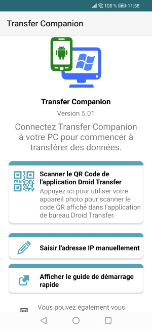 Transfer Companion welcome screen