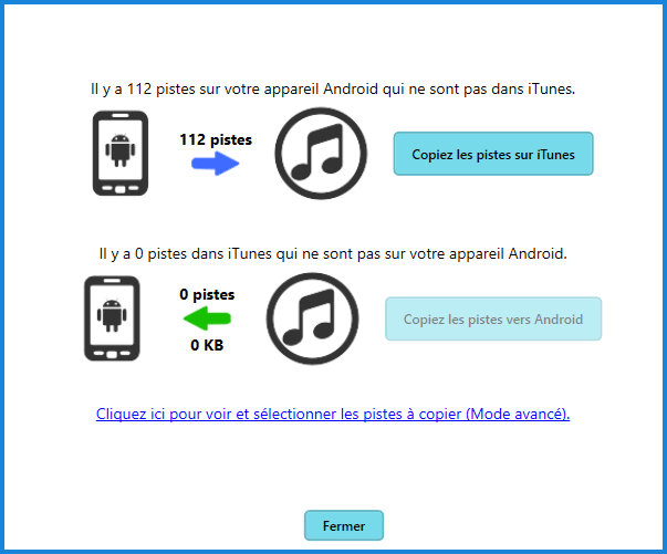 Synchronisez iTunes vers un appareil Android