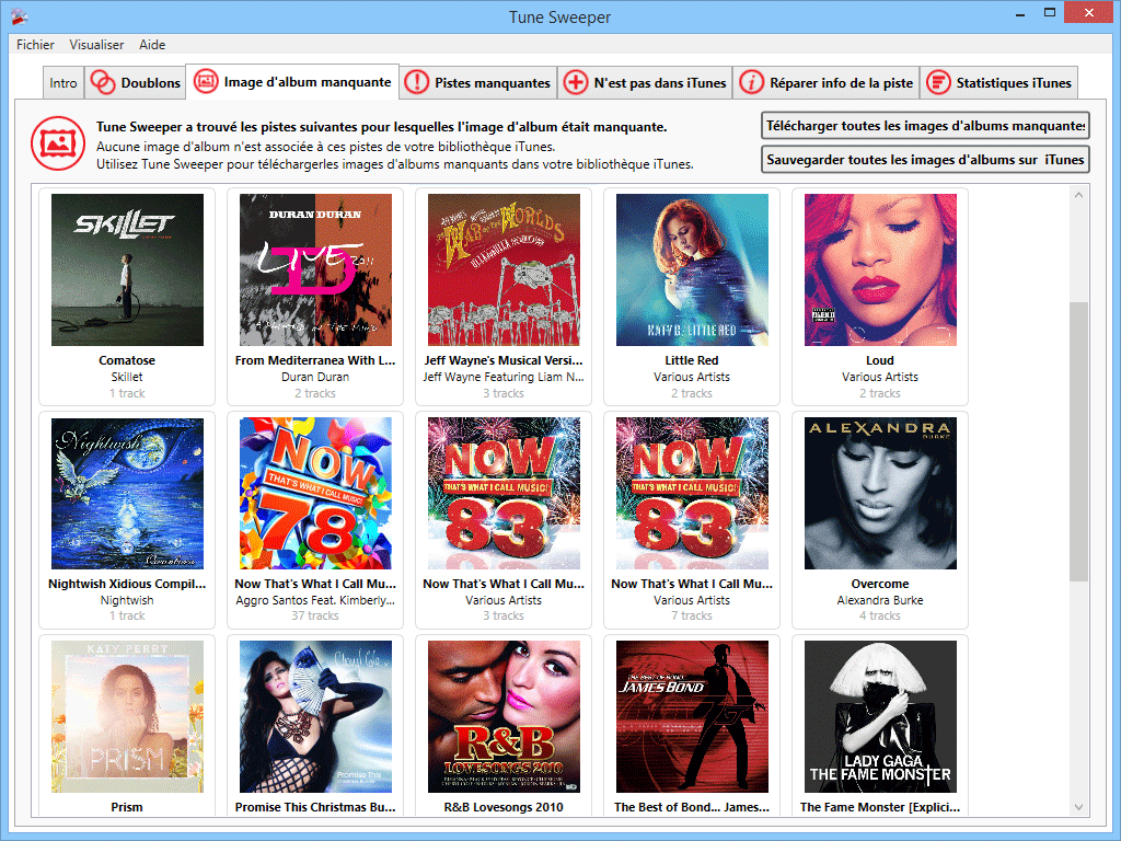 Tune Sweeper peut télécharger les images d'album manquantes dans votre bibliothèque iTunes.