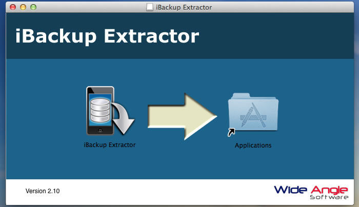 Glissez et déposez l'icône de iBackup Extractor dans votre dossier Applications.