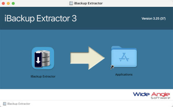 Glissez et déposez l'icône de iBackup Extractor dans votre dossier Applications.