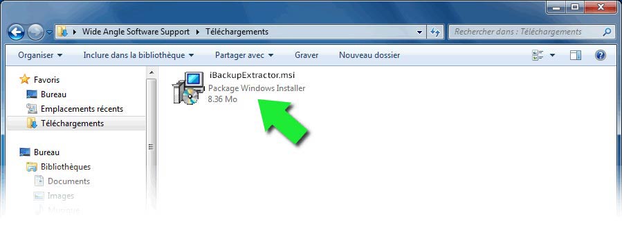Le programme d'installation de iBackup Extractor téléchargé sur votre PC.