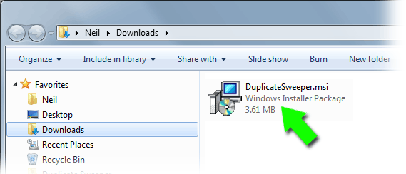 Le programme d'installation de Duplicate Sweeper téléchargé sur votre PC.
