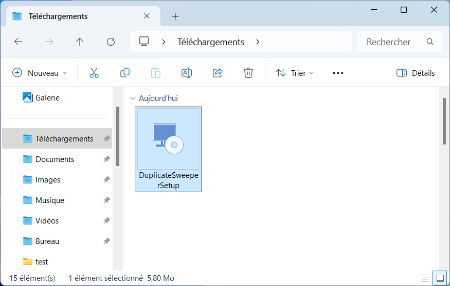 Le programme d'installation de Duplicate Sweeper téléchargé sur votre PC.