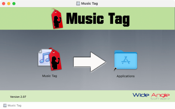 Glissez et déposez l'icône de Music Tag dans votre dossier Applications.