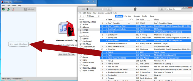 Ajouter des fichiers iTunes à la balise musicale