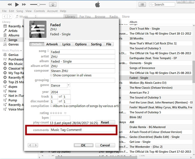 Mettre à jour les fichiers iTunes avec les nouvelles informations de balise