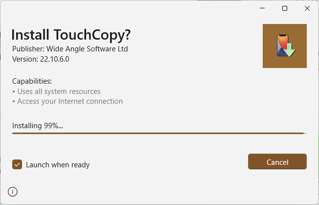 Installation de TouchCopy sous Windows
