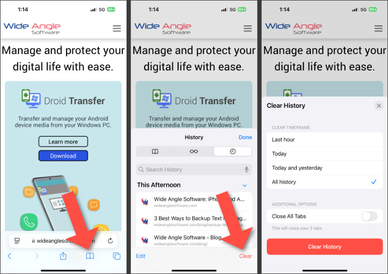 Suppression de l’historique de recherche iPhone dans Safari