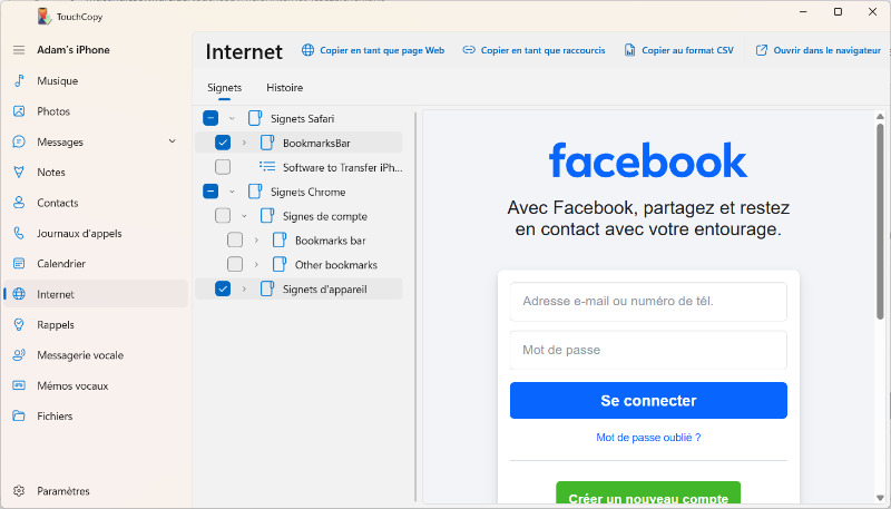 Comment exporter les favoris iPhone vers PC