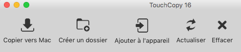 Barre d'outils Fichiers TouchCopy