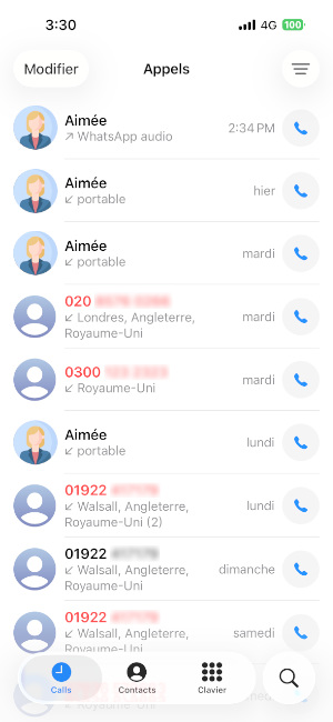 Afficher l’historique récent des appels iPhone