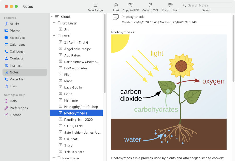Transférez des notes de l’iPhone vers le Mac avec TouchCopy