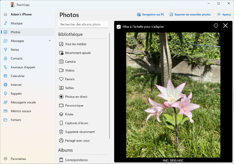 Prévisualiser des photos iPhone sur PC