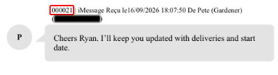 Exemple de messages avec identifiants numériques