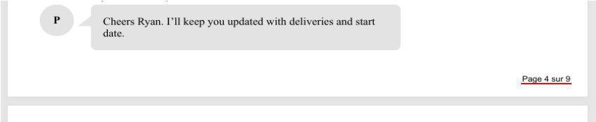 Exemple de numérotation des pages PDF