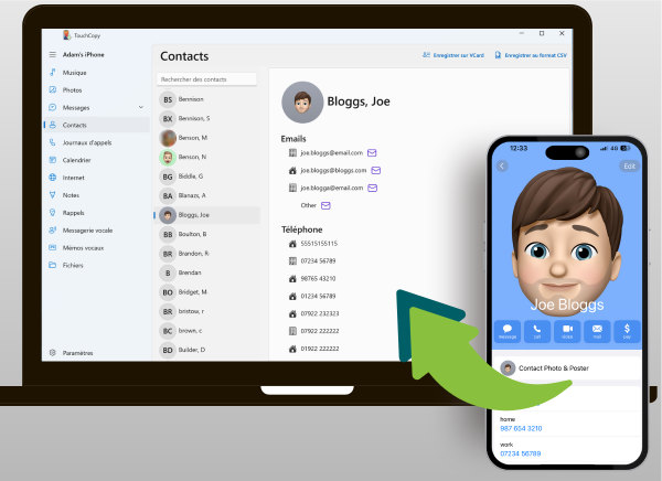 Copier les contacts de l’iPhone vers l’ordinateur avec TouchCopy