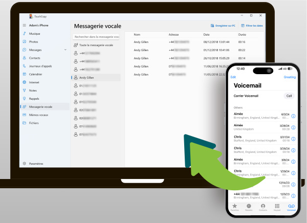 Copier les messages vocaux de l’iPhone vers l’ordinateur avec TouchCopy