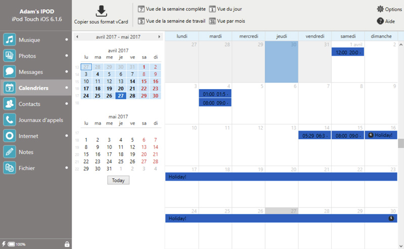 Exportation de calendriers à partir de votre iPhone vers votre ordinateur