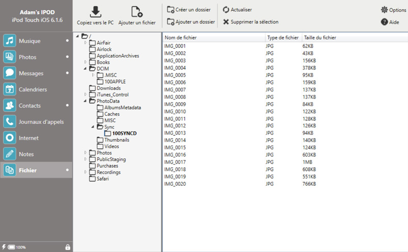 Activer le mode disque sur un iPod touch, iPhone ou iPad